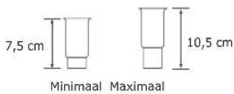 7,5 cm Minimaal Maximaal 10,5 cm