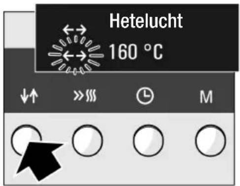 Hetelucht 160 °C ↓↑ >> >> ⓣ M