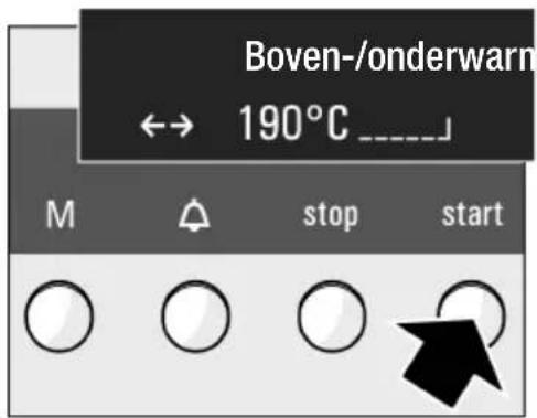 Boven-/onderwarn ↔ 190°C ----_ M △ stop start