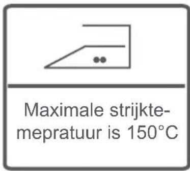 Maximale strijktemperatuur is 150°C