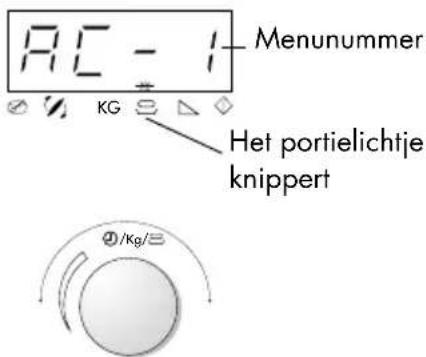 AC - 1 Menunummer KG Het portielichtje knippert #/Kg/≡