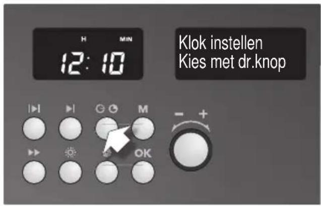 H MIN 12:10 Klok instellen Kies met dr.knop ▶▶▶ G G M - + OK