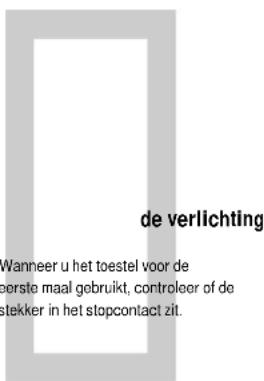 de verlichting Wanneer u het toestel voor de eerste maar gebruikt, controleer of de stekker in het stopcontact zit.
