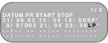 DATUM PR START STOP 21/ 06 02 12: 00 13: 00 SP* 9/ 07 D03 21: 05 22: 30 LP* - / - - - - - - - - - - - - - - - - - - - - - - - - - - - - - - - - - - - - - - - - - - - - - - - - - - - - - - - - - - - - - - - - - - - - - - - -