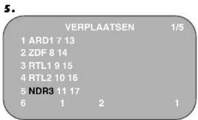 5. VERPLAATSEN 1/5 1 ARD1 7 13 2 ZDF 8 14 3 RTL1 9 15 4 RTL2 10 16 5 NDR3 11 17 6 1 2 1