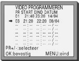 SEG VCR4350 - Timeroverzicht – wijzigen en wissen - 3