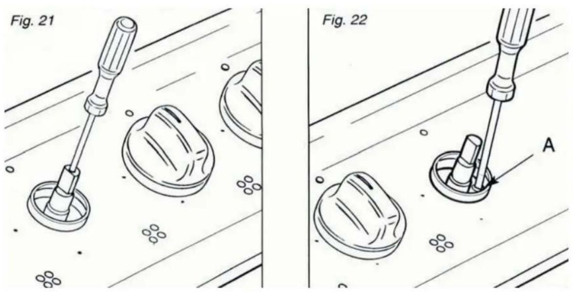 Exquisit BEGK950STX - Bij gaskleppen met de stelschroef op de behuizing (figuur 22): - 1
