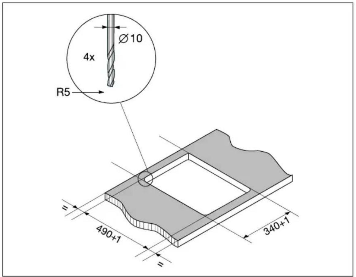 Ø10 4x R5 = 490+1 340+7 =