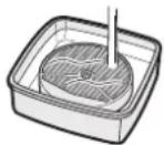 SHARP KC-C150E - Spoel het luchtbevochtigingsfilter herhaaldelijk af met handwarm water om alle resten van de oplossing weg te spoelen. - 1