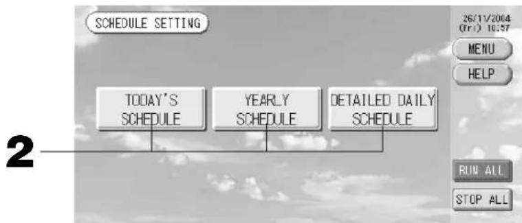 SCHEDULE SETTING 26/11/2004 (Fri.) 16:37 MENU HELP RUN ALL STOP ALL