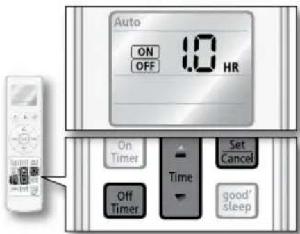 Auto ON OFF 1.0 HR On Timer Off Timer Time Set Cancel good' sleep