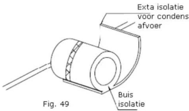 Extra isolatie voor condens afvoer Buis isolatie Fig. 49