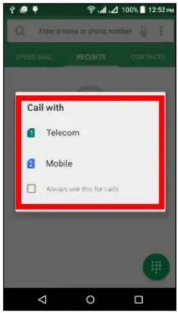 ACER Liquid Z530 S Duo - Selecting which SIM to use when making a call - 2