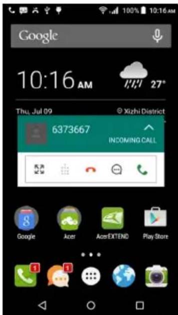 ACER Liquid Z530 S Duo - Answering or declining a call - 3