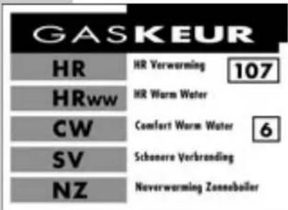 GASKEUR HR HR Verwarming 107 HRww HR Warm Water CW Comfort Warm Water 6 SV Schonere Verbranding NZ Neverwarming Zonneboiler