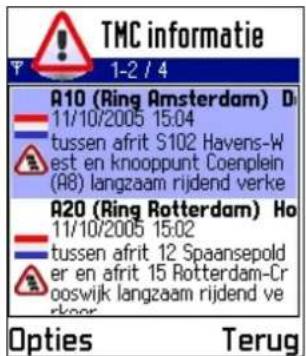 TMC informatie 1-2 / 4 A10 (Ring Amsterdam) D 11/10/2005 15:04 tussen afrit S102 Havens-W est en knooppunt Coenplein (A8) langzaam rijdend verke A20 (Ring Rotterdam) Ho 11/10/2005 15:02 tussen afrit 12 Spaansepold er en afrit 15 Rotterdam-Cr ooswijk langzaam rijdend ve kroor Options Terug