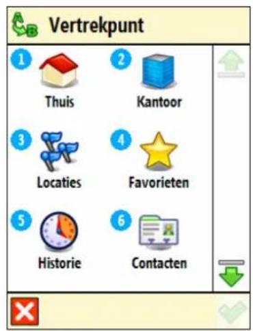 Vertrekpunt 1 Thuis 2 Kantoor 3 Locaties 4 Favorieten 5 Historie 6 Contacten