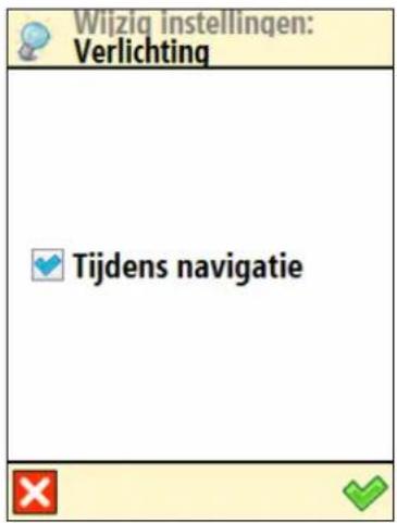 Wijzig instellingen: Verlichting ✓ Tijdens navigatie ✗ ✓