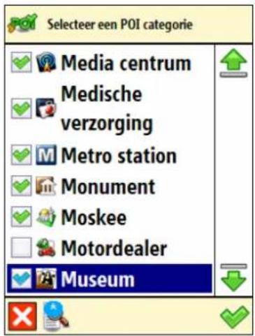 Selecteer een POI categorie Media centrum Medische verzorging Metro station Monument Moskee Motordealer Museum