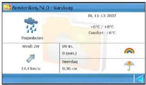Amsterdam, NLD - Vandaag Di, 11-13-2007 +6°C / +8°C Comfort: +6°C Regenbuien Wind: ZW UV-in. 0 (min.) Neerslag 14.4 km/u 0.36 cm