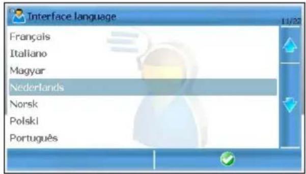 Interface language Français Italiano Magyar Nederlands Norsk Polski Português