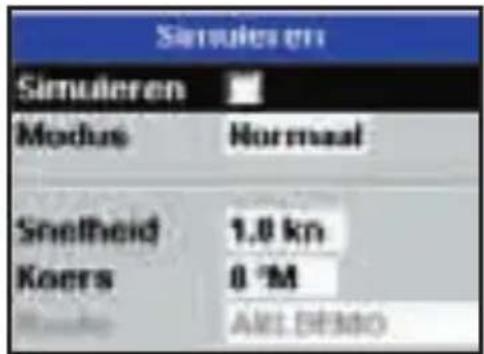 Simulieren Simulieren Modus Hormaal Snelheid 1.0 kn Koers 8 °M AKL BEMBO
