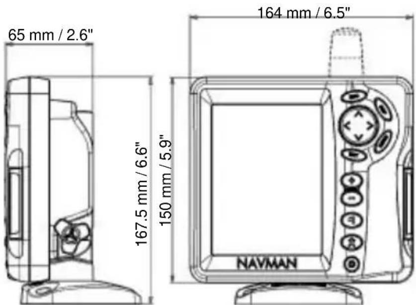 65 mm / 2.6" 167.5 mm / 6.6" 150 mm / 5.9" 164 mm / 6.5" NAVMAN