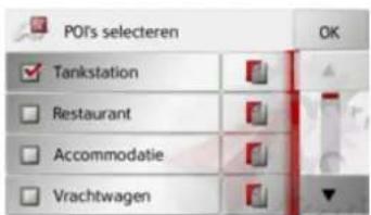 POI's selecteren OK Tankstation Restaurant Accommodatie Vrachtwagen
