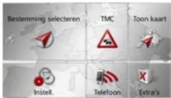 Bestemming selecteren TMC Toon kaart Instell. Telefoon Extra's