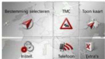 Bestemming selecteren TMC Toon kaart Instell. Telefoon Extra's