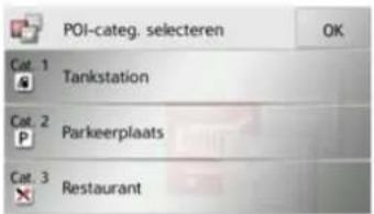 POI-categ. selecteren OK Cat. 1 Tankstation Cat. 2 Parkeerplaats Cat. 3 Restaurant