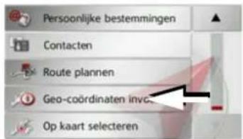 Persoonlijke bestemmingen Contacten Route plannen Geo-coördinaten invoc Op kaart selecteren