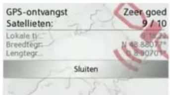 GPS-ontvangst Satellieten: Lokale ti... Breedtegr... Lengtegr: Zeer goed 9 / 10 0 15.20 N 48 88077* 0 8 90701# Sluiten
