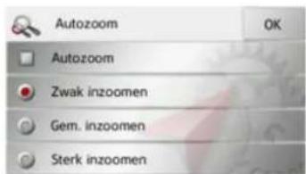 Autozoom OK Autozoom Zwak inzoomen Gem. inzoomen Sterk inzoomen
