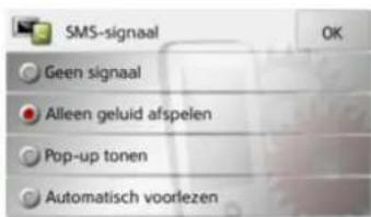 SMS-signaal Geen signaal Alleen geluid afspelen Pop-up tonen Automatisch voorlezen