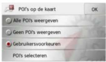 POI's op de kaart Alle POI's weergeven Geen POI's weergeven Gebruikersvoorkeuren POI's selecteren