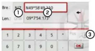 Bre.: N/7 N49°58'49.310 Len.: 09°7'54.173' 1 2 3 4 5 * Pos 6 7 8 9 0 . OK