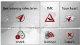 Bestlemming selecteren TMC Toon kaart Instell. Telefoon Extra's