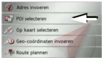 Adres invoeren POI selecteren Op kaart selecteren Geo-coördinaten invoeren Route plannen