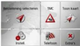 Bestemming selecteren TMC Toon kaart Instell. Telefoon Extra's