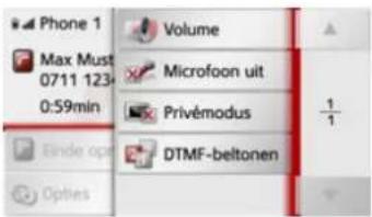 Phone 1 Max Must 0711 123- 0:59min Volume Microfoon uit Privémodus DTMF-beltonen 1/1 Binde op Options