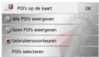 POI's op de kaart Alle POI's weergeven Geen POI's weergeven Gebruikersvoorkeuren POI's selecteren
