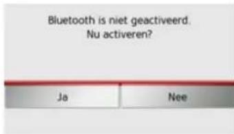 Bluetooth is niet geactiveerd. Nu activeren? Ja Nee