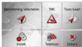 Bestemming selecteren TMC Toon kaart Instell. Telefoon Extra's