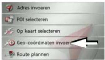 Adres invoeren POI selecteren Op kaart selecteren Geo-coördinaten invoeren Route plannen