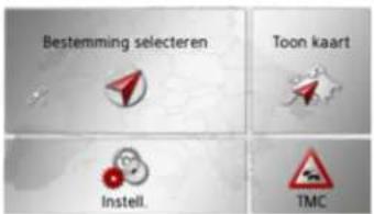 Bestemming selecteren Toon kaart Instell. TMC