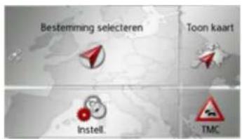 Bestemming selecteren Toon kaart Instell. TMC