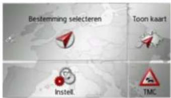 Bestemming selecteren Toon kaart Instell. TMC