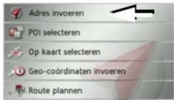 Adres invoeren POI selecteren Op kaart selecteren Geo-coördinaten invoeren Route plannen