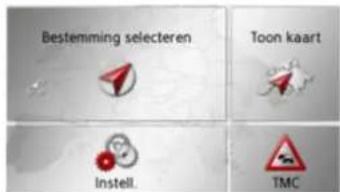Bestemming selecteren Toon kaart Instell. TMC